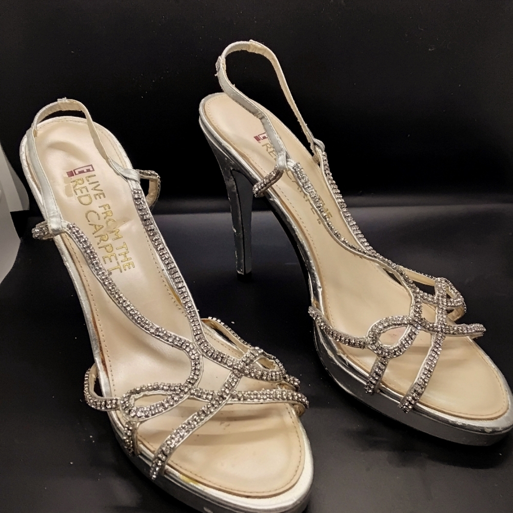 Elegant Silver Strappy Heels Slighty Worn